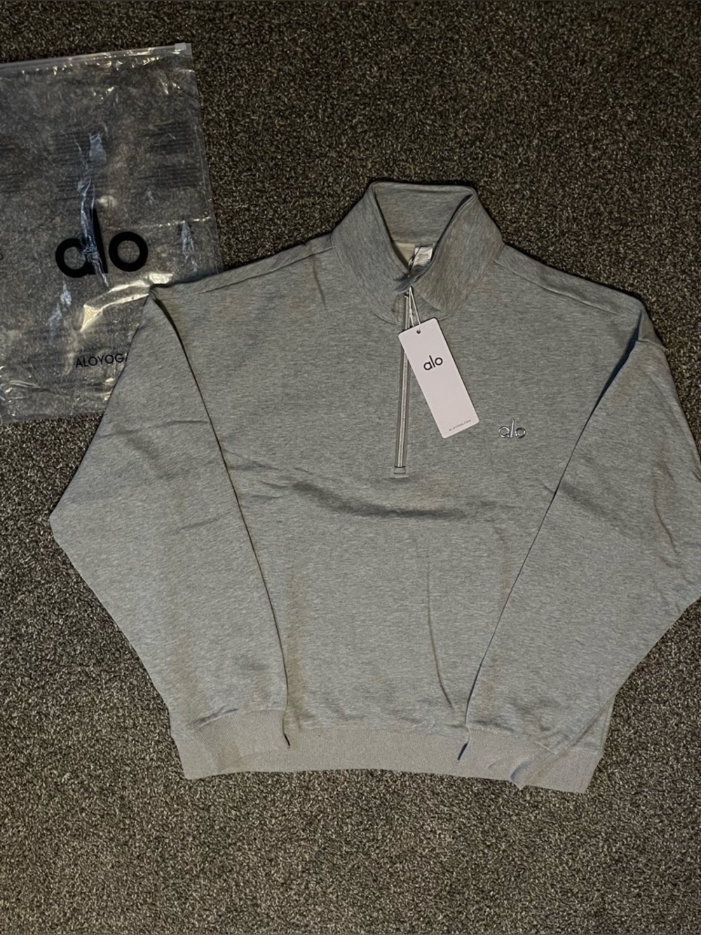 Alo Yoga Grey Quarter Zip Pullover Size Large